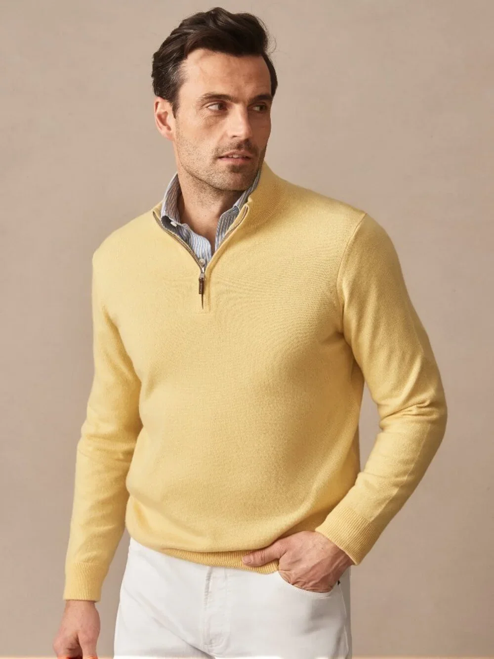 J McLaughlin Twain Cashmere 1/4 Zip - Yellow NEW